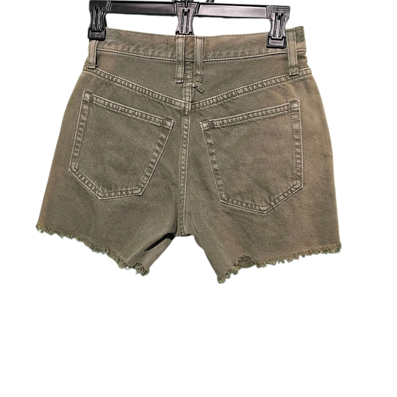 We The Free Green Jean Shorts Distressed Raw Hem Size 24 - Picture 2 of 4